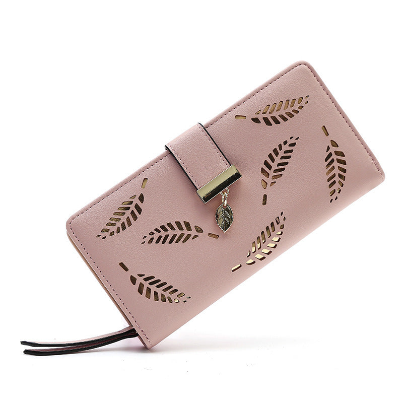 Women's Wallet Long Fashion Clutch Hollow Leaf Zipper Buckle Wallet Women's Bag