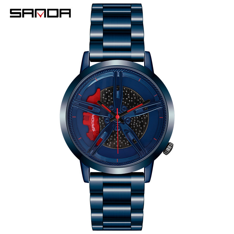 Sanda Watch Sports Car Series Cool Watch Men's Wheel Quartz Men's Watch Student Steel Band Waterproof Quartz Watch