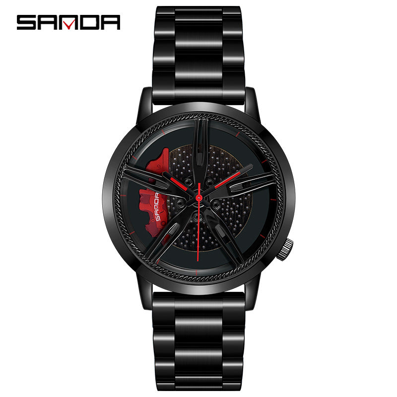 Sanda Watch Sports Car Series Cool Watch Men's Wheel Quartz Men's Watch Student Steel Band Waterproof Quartz Watch