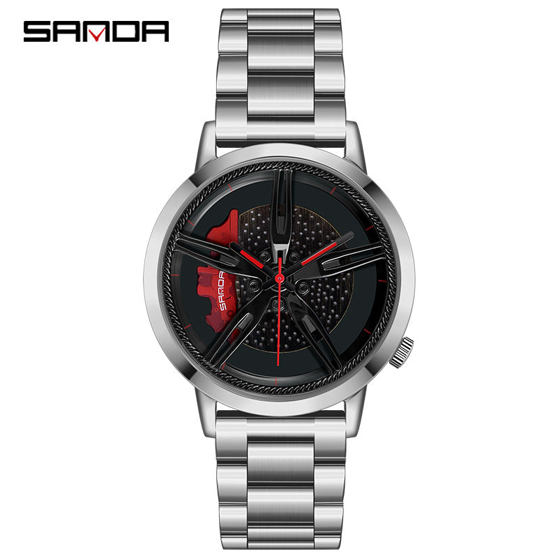 Sanda Watch Sports Car Series Cool Watch Men's Wheel Quartz Men's Watch Student Steel Band Waterproof Quartz Watch