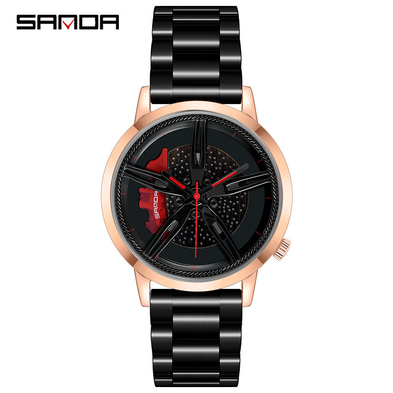 Sanda Watch Sports Car Series Cool Watch Men's Wheel Quartz Men's Watch Student Steel Band Waterproof Quartz Watch