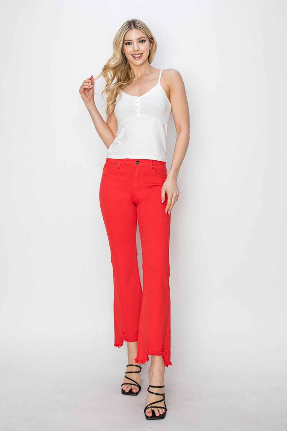 RISEN Full Size Mid Rise Step Hem Cropped Pants