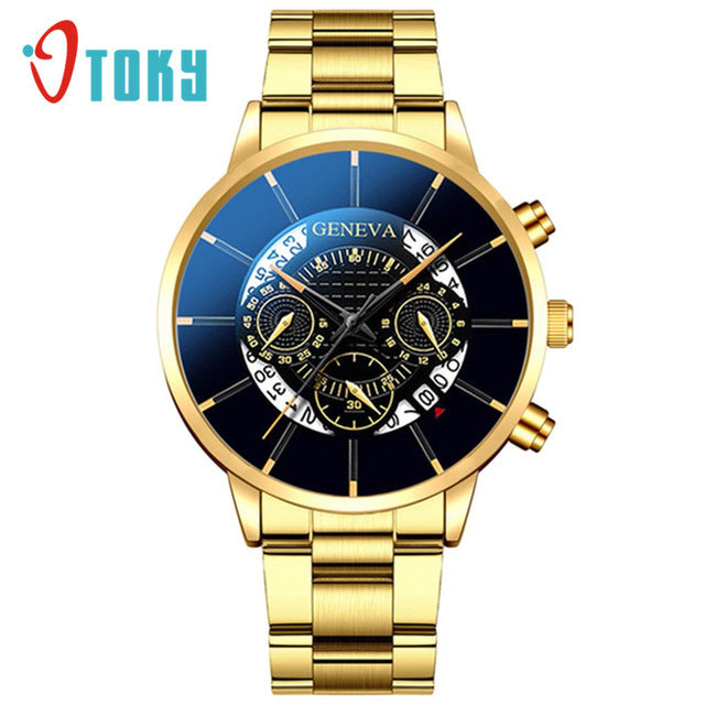 2020 cross-border hot-selling fashion trend men's watch Geneva creative calendar new vibrating alloy steel watch