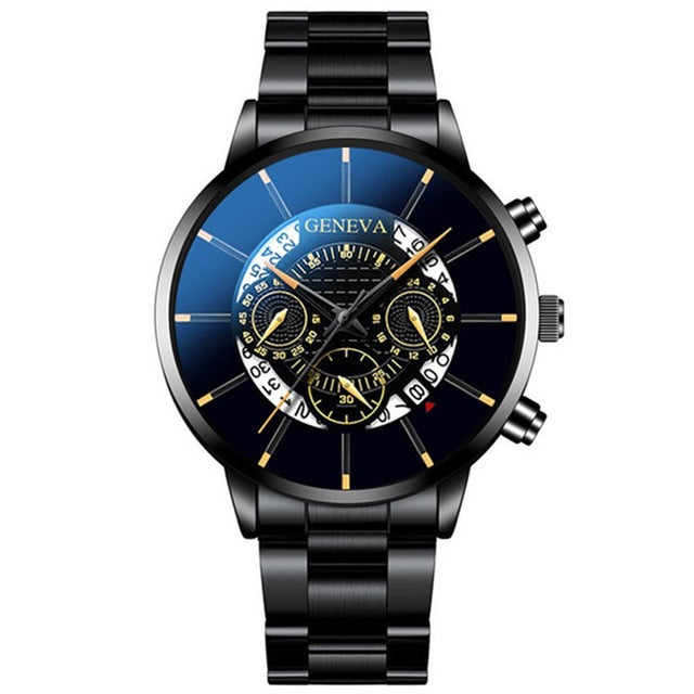 2020 cross-border hot-selling fashion trend men's watch Geneva creative calendar new vibrating alloy steel watch