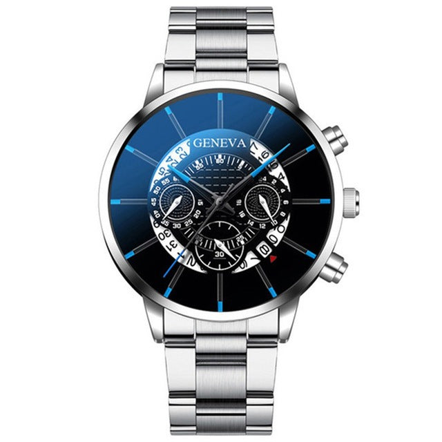 2020 cross-border hot-selling fashion trend men's watch Geneva creative calendar new vibrating alloy steel watch