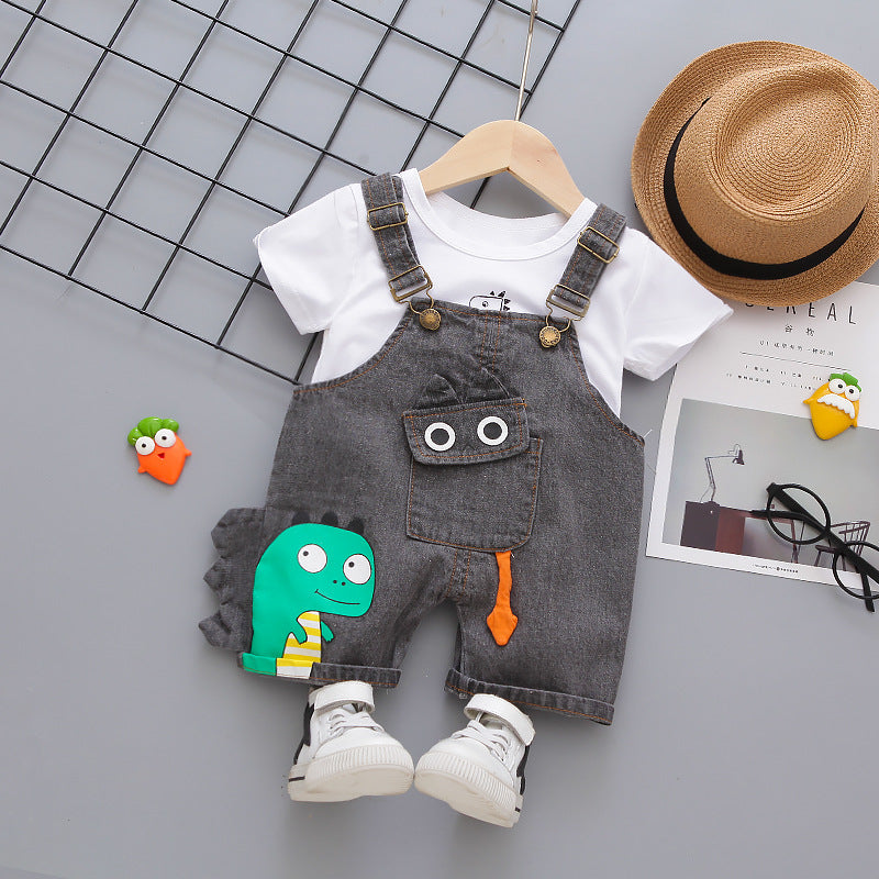 New Summer Baby Girls Clothes Suit Children Boys Cotton T-Shirt Overalls 2Pcs/Sets Toddler Casual Costume Infant Kids Tracksuits