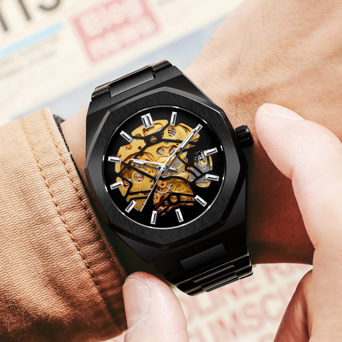 forsining 344 hollow mechanical fashion casual European and American style men's automatic mechanical watch