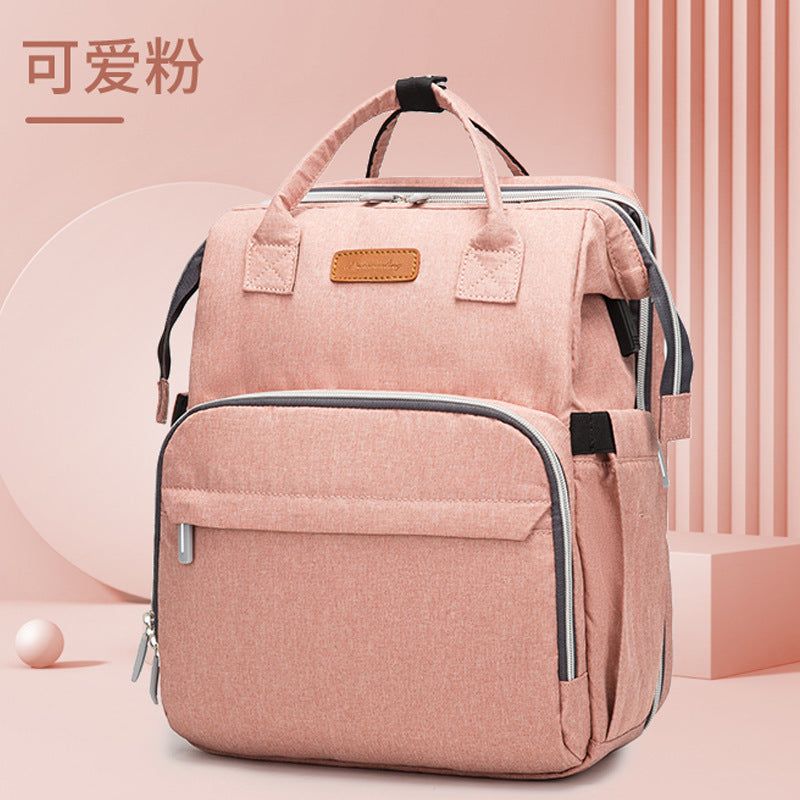 Comers upgraded version of multi-functional folding mommy bag large capacity folding baby bed mommy bag mommy bag shoulders