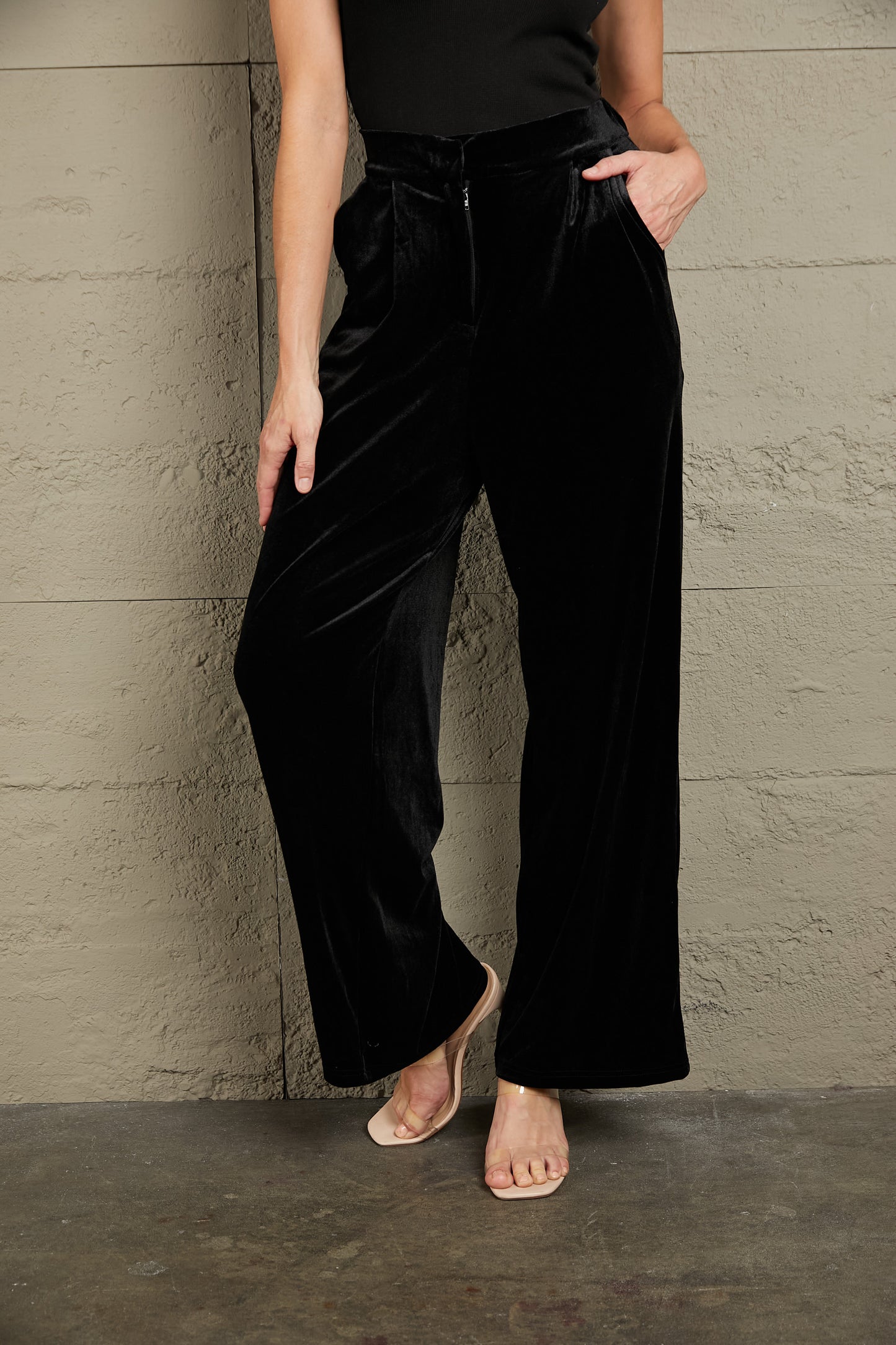 Loose Fit High Waist Long Pants with Pockets