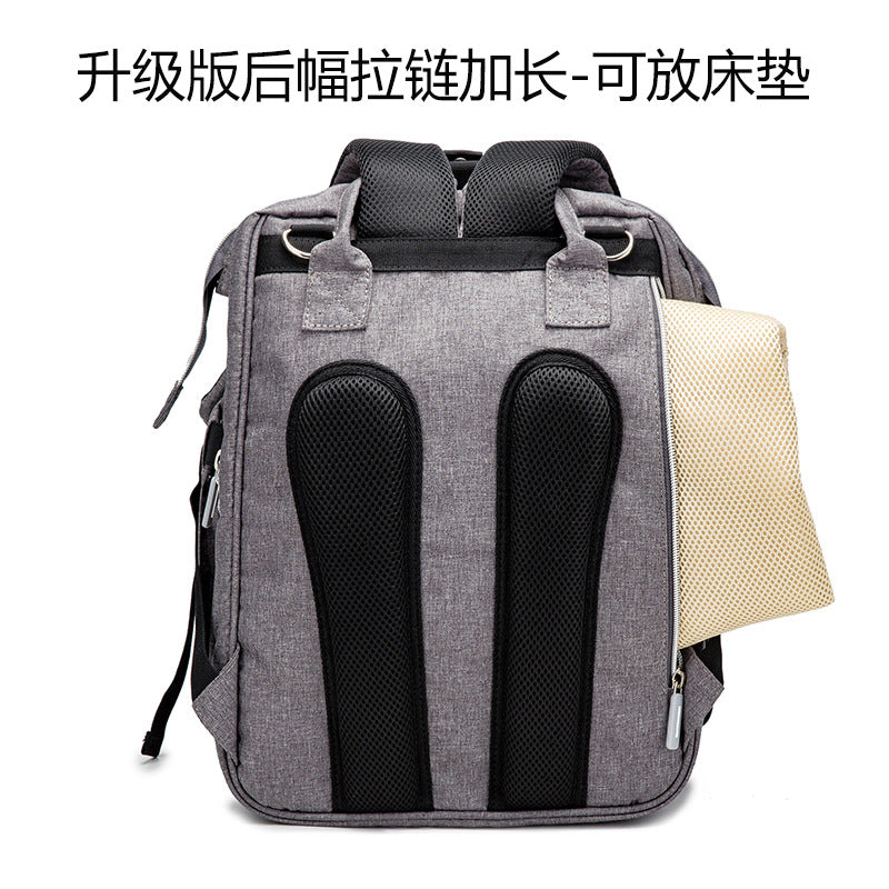 Comers upgraded version of multi-functional folding mommy bag large capacity folding baby bed mommy bag mommy bag shoulders