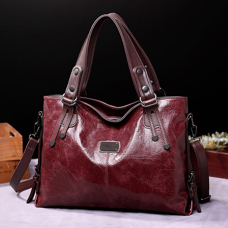 2022 Citi Paul's new retro fashion tote casual soft leather shoulder Messenger large-capacity women's bag