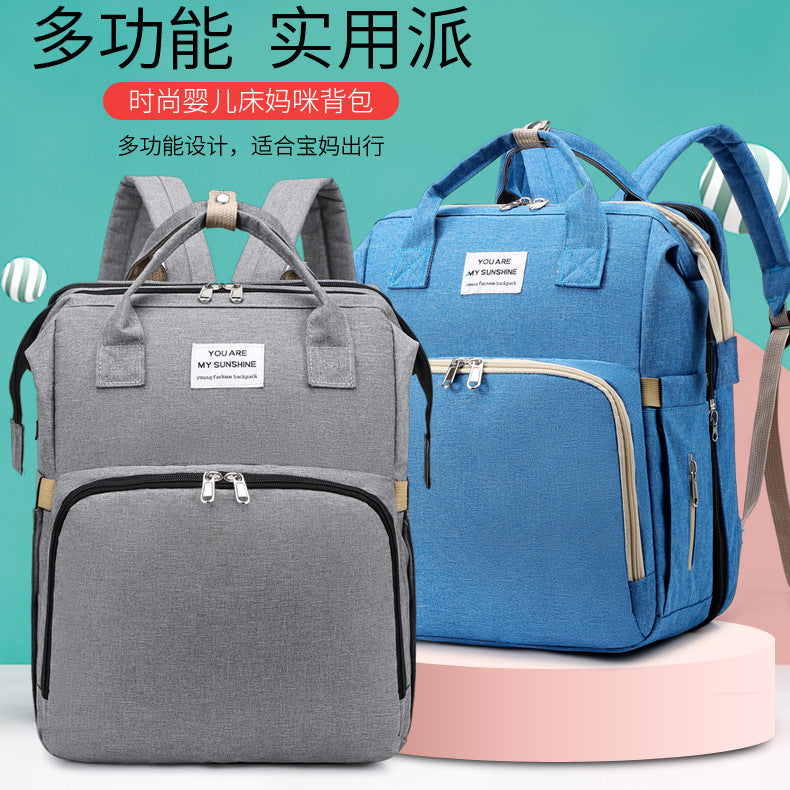 New multi-purpose mummy bag large-capacity mother and baby bag outing handbag light backpack foldable crib