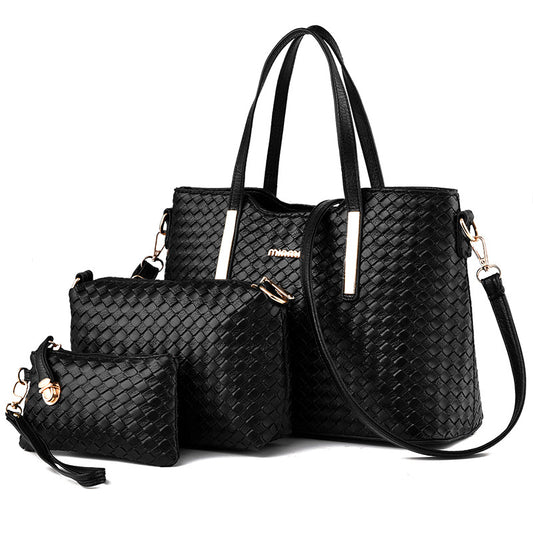 New woven picture-mother bag three-piece female bag one-shoulder portable messenger bag one drop shipping