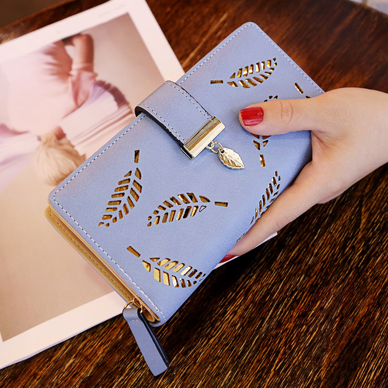 Women's Wallet Long Fashion Clutch Hollow Leaf Zipper Buckle Wallet Women's Bag