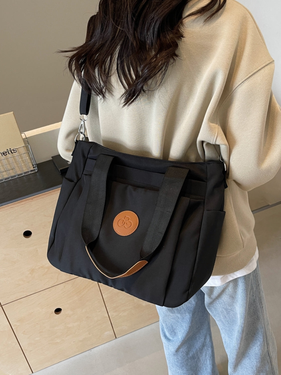 Nylon Solid Color Tote Bag