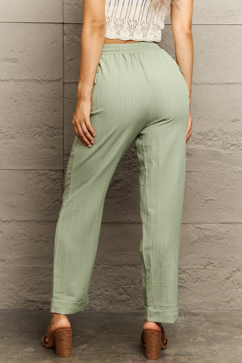 Perfee Tie Waist Long Pants