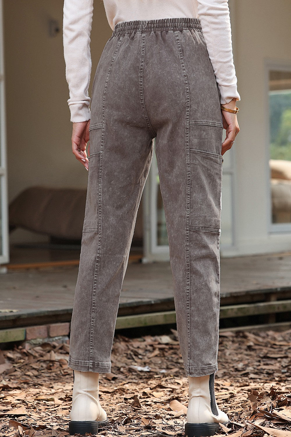 Drawstring Straight Pants with Pockets