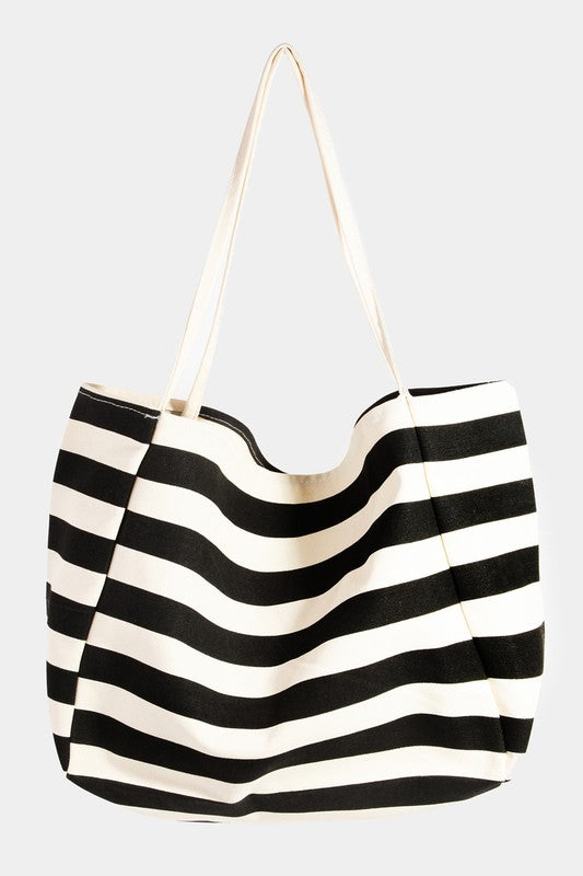 Fame Stripe Contrast Tote Bag