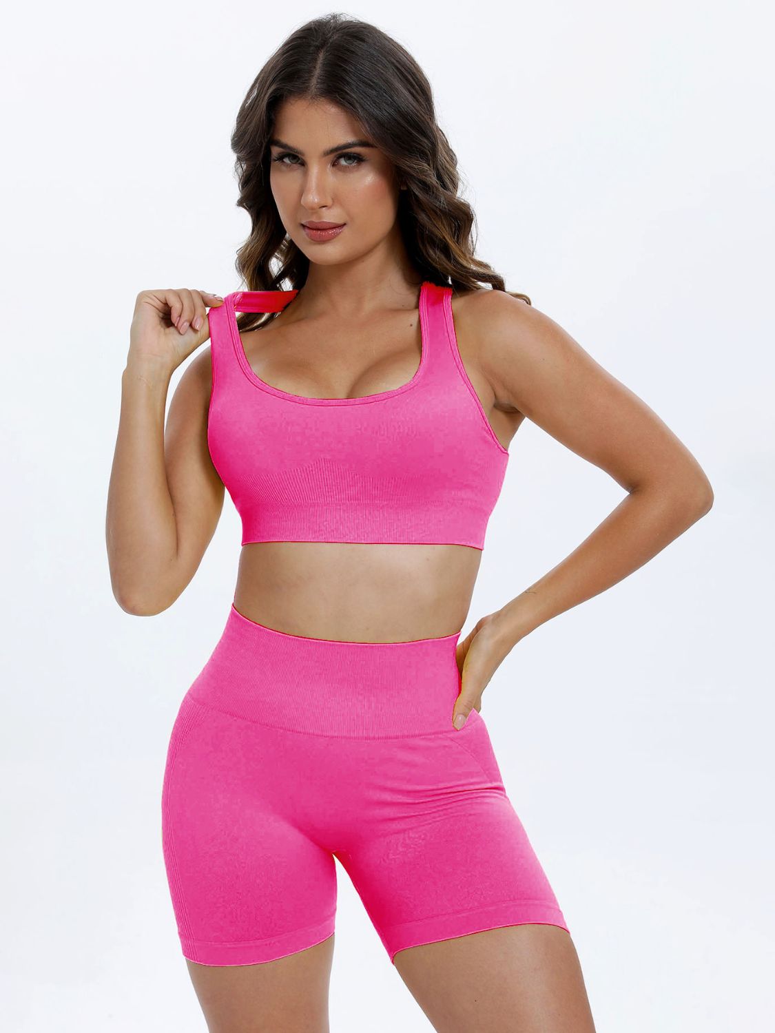 Scoop Neck Wide Strap Top and Shorts Active Set