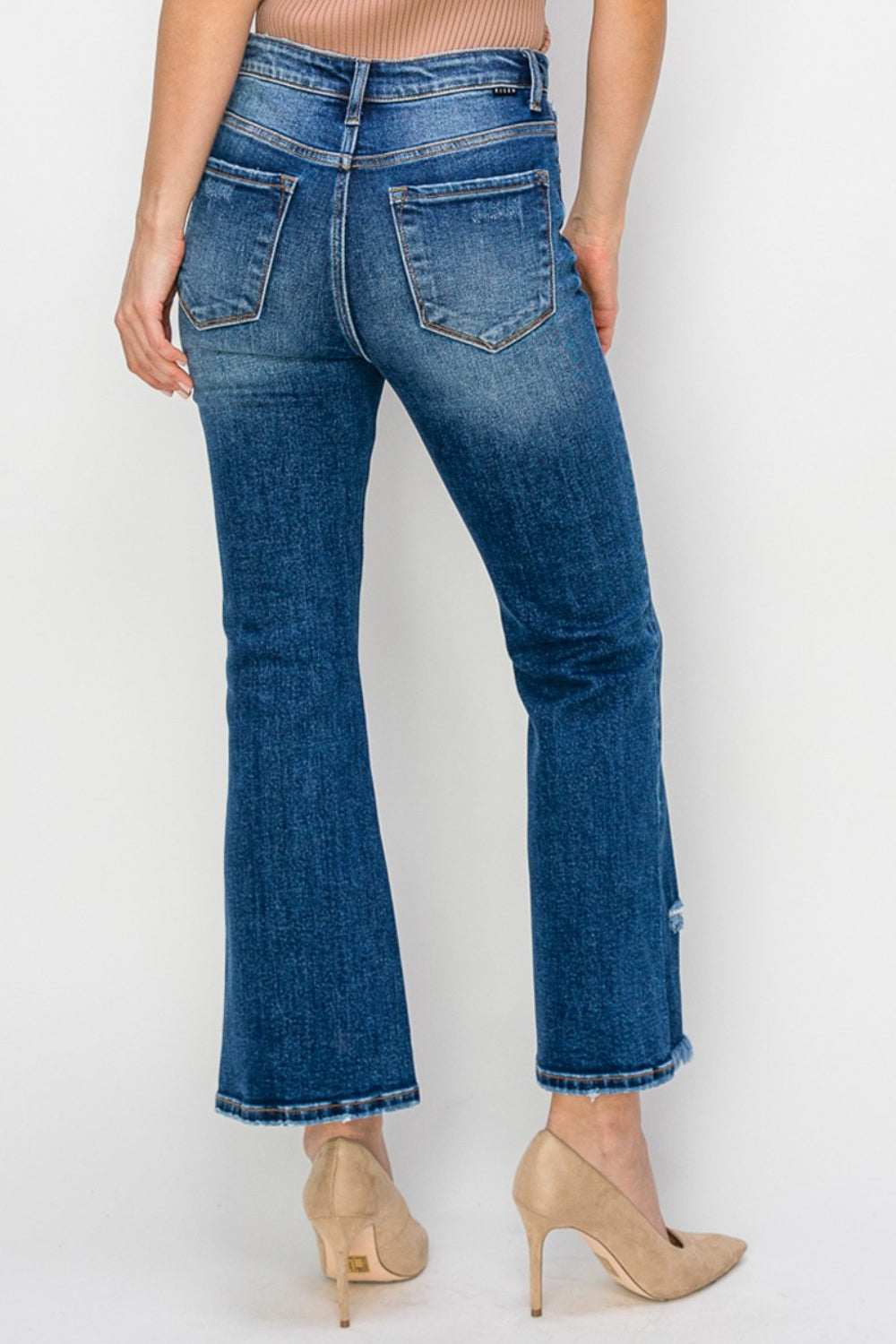 RISEN High Waist Raw Hem Flare Jeans