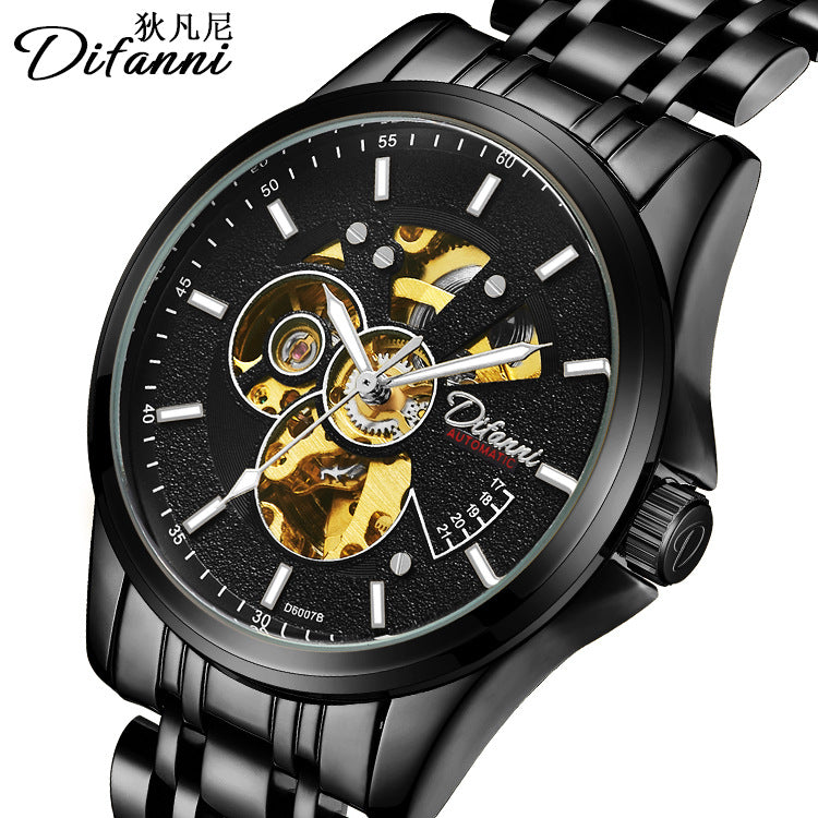 Swiss hollowed-out brand mechanical watch, a generation of men's watch, fully automatic fashion trendy luxury explosive style steel belt watch