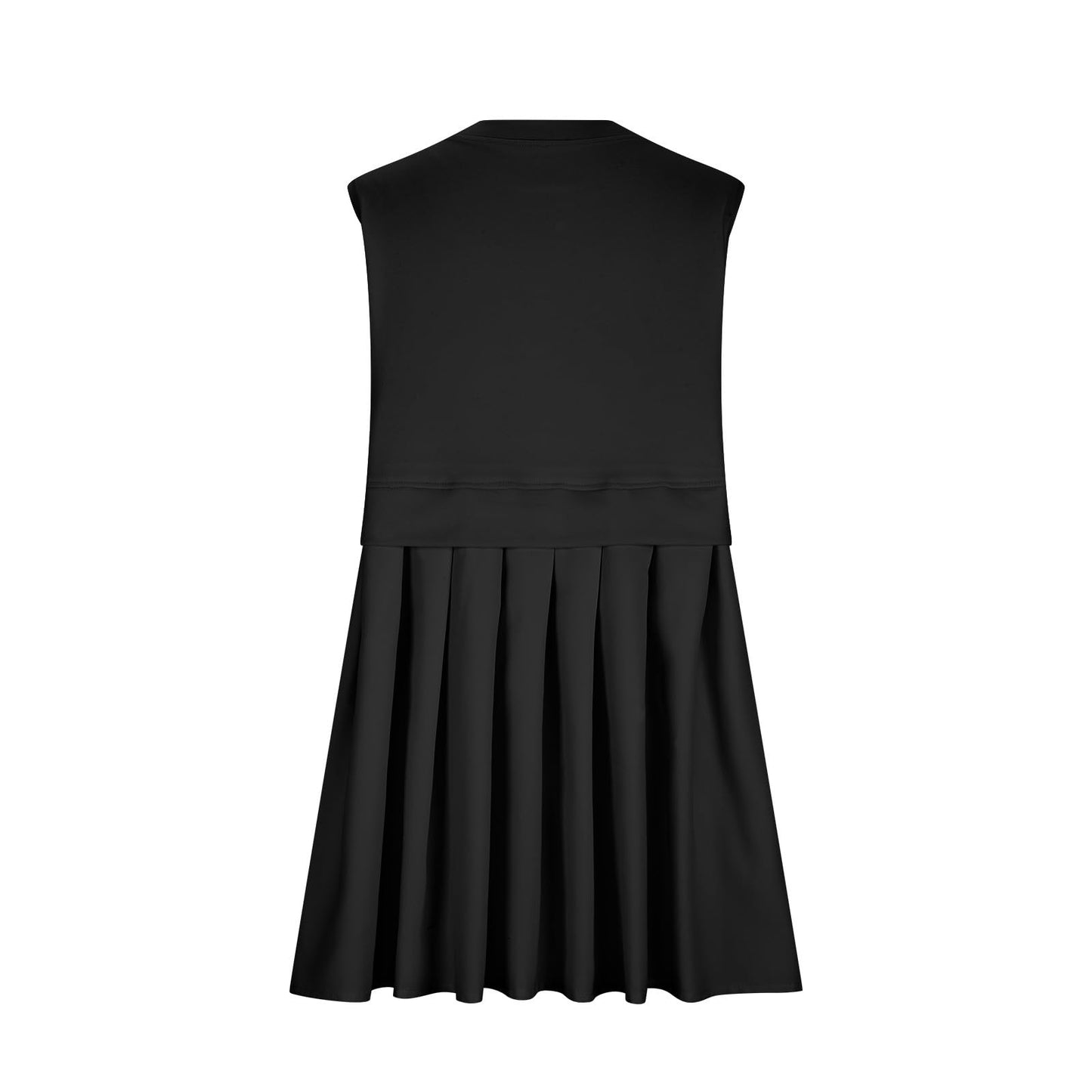 Pleated Round Neck Sleeveless Mini Dress