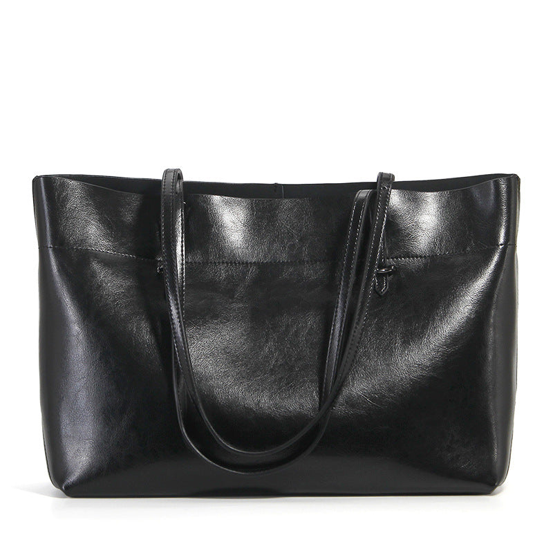 New leather handbags fashion oil wax cowhide big bag portable single shoulder bag one drop shipping