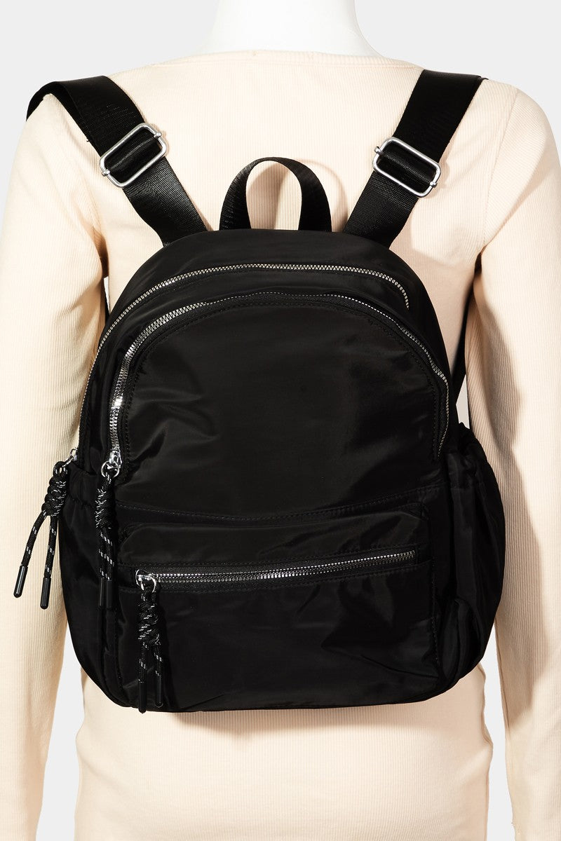 Fame Adjustable Strap Nylon Backpack Bag with Side Pockets