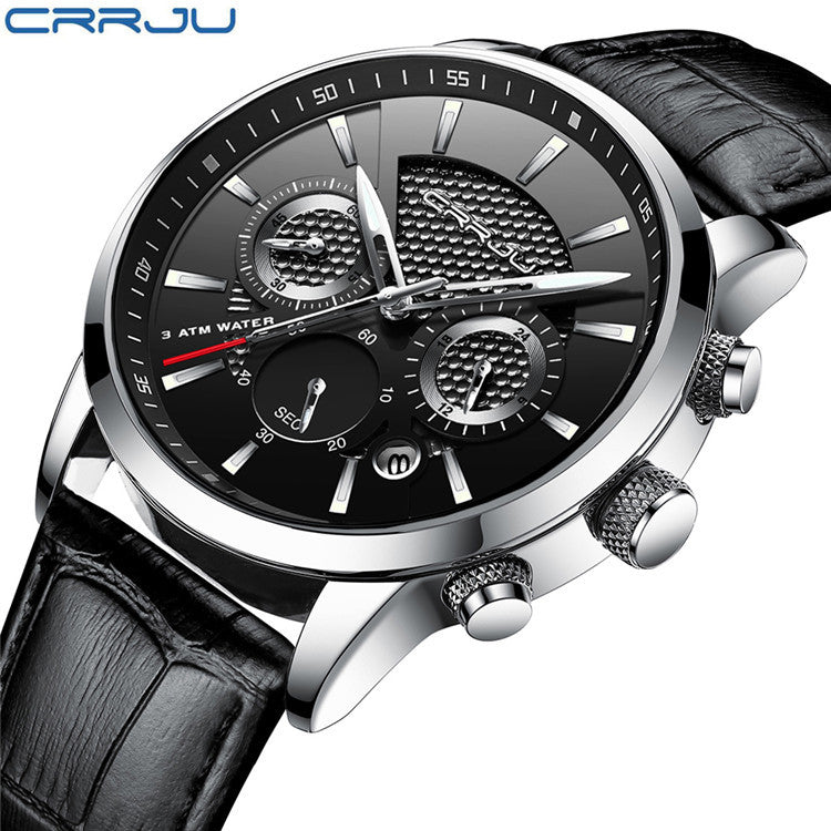 CRRJU/Kajun 2212L belt six-pin chronograph watch fashion men's watch business men's watch