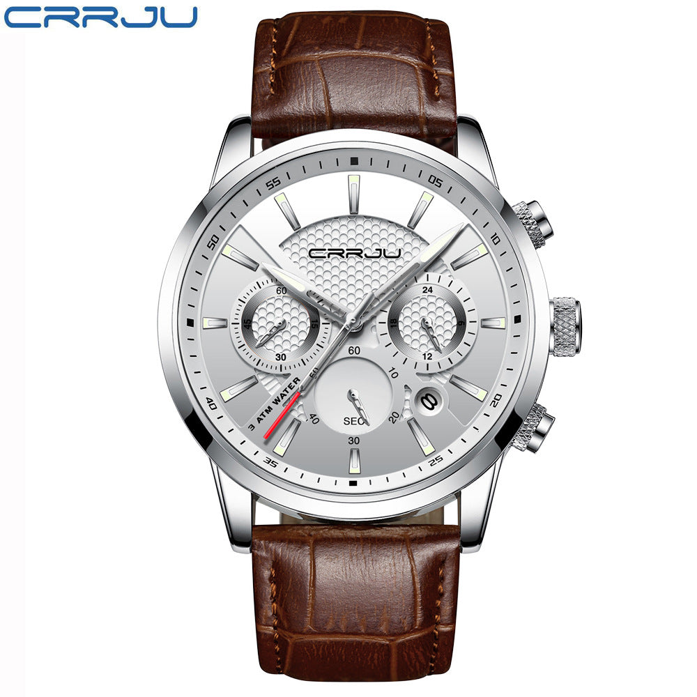 CRRJU/Kajun 2212L belt six-pin chronograph watch fashion men's watch business men's watch