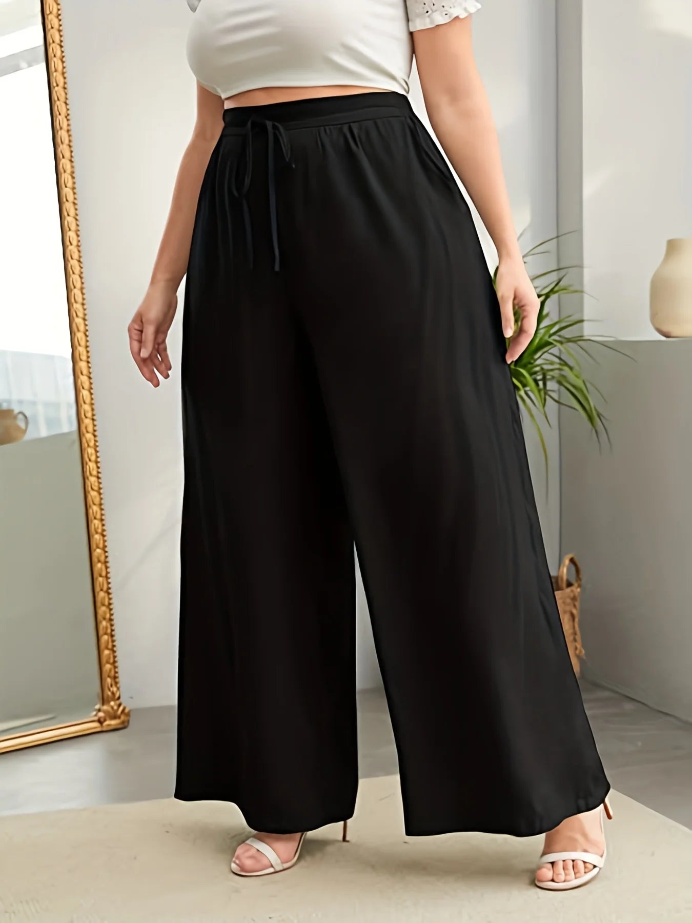 Autumn and winter new women's plus size British street fashion style solid colour loose trousers