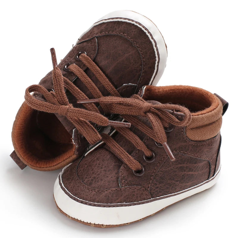 Newborn Baby Shoes Brown Themed Multicolor Boys and Girls Shoes Casual Sneakers Soft Sole Non-Slip Toddler Shoes First Walkers