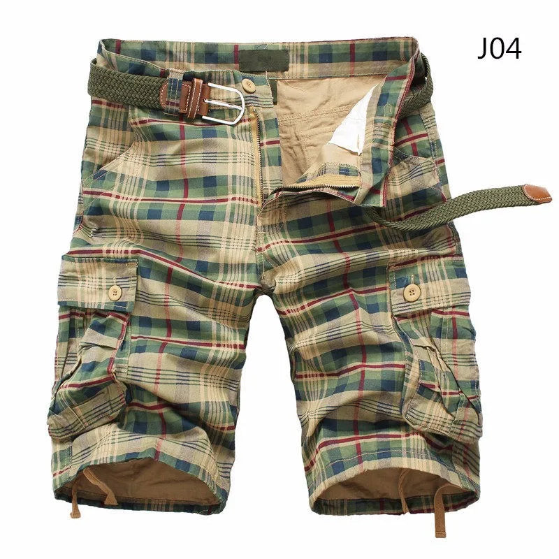 Men Shorts 2024 Fashion Plaid Beach Shorts Mens Casual Camo Camouflage Shorts Military Short Pants Male Bermuda Cargo Overalls