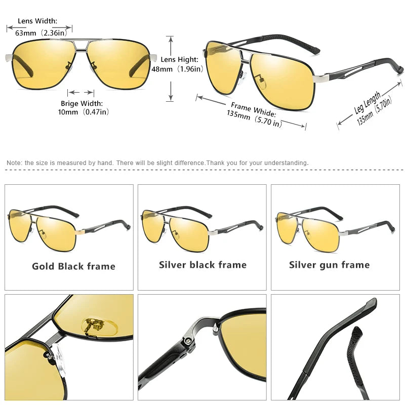 Magnesium Photochromic Night Vision Glasses Men Polarized Sunglasses Women Anti-Glare UV400 Yellow Driving Sun Glasses For Car