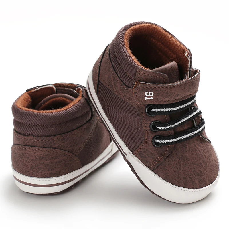 Newborn Baby Shoes Brown Themed Multicolor Boys and Girls Shoes Casual Sneakers Soft Sole Non-Slip Toddler Shoes First Walkers