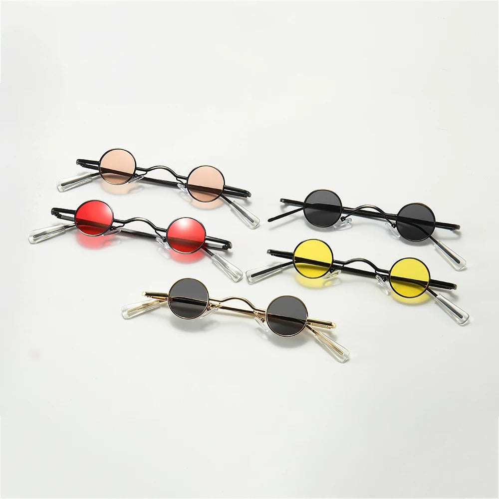 Retro Mini Sunglasses Round Men Metal Frame Gold Black Red Small Round Framed Sun glasses eye care Accessories