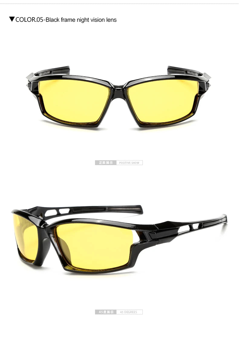 HOOLDW High Quality Yellow Lens Night Vision Glasses Men Polarized Sunglasses UV400 Driving Anti-glare Goggles Eyewear Oculos