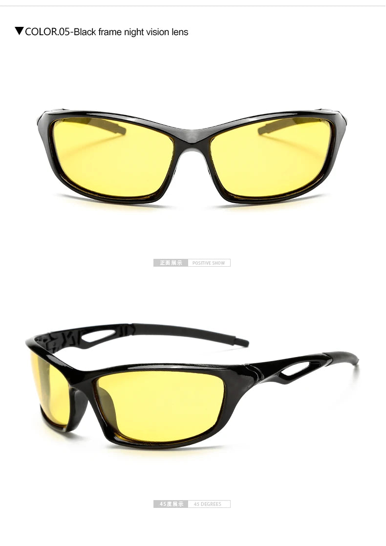 HOOLDW High Quality Yellow Lens Night Vision Glasses Men Polarized Sunglasses UV400 Driving Anti-glare Goggles Eyewear Oculos