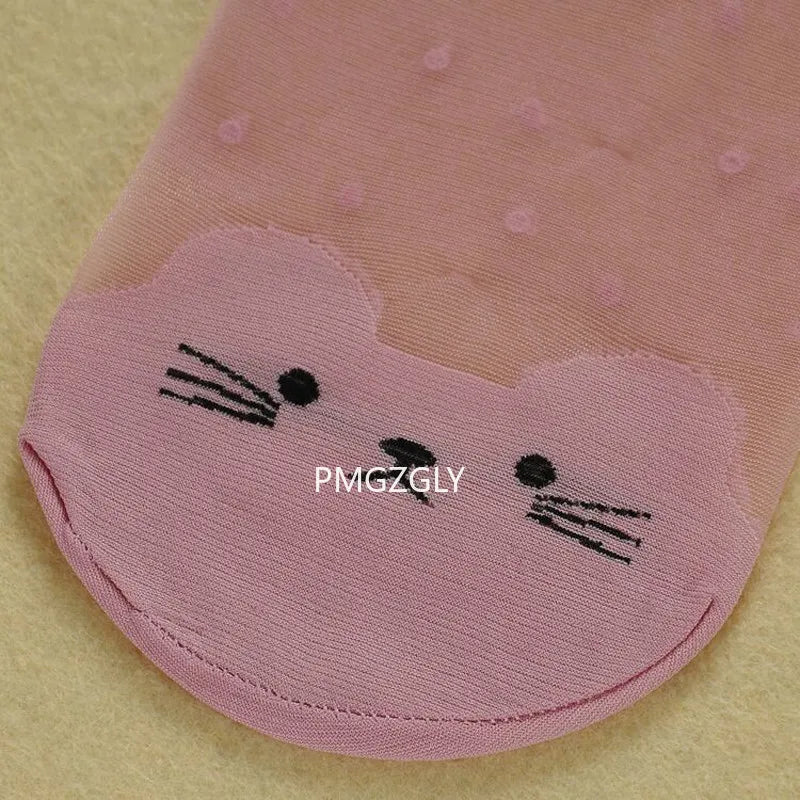 Cute cat girl tights children's sheer stockings for girls kids baby pantyhose cartoon characters thin tight Summer 1-9Y