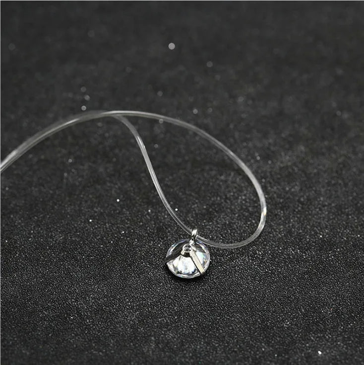 2019 Female New Heart Star Necklace Meteorite Pendant Transparent Fishing Line Invisible Women Zircon Pendants Necklace Jewelry