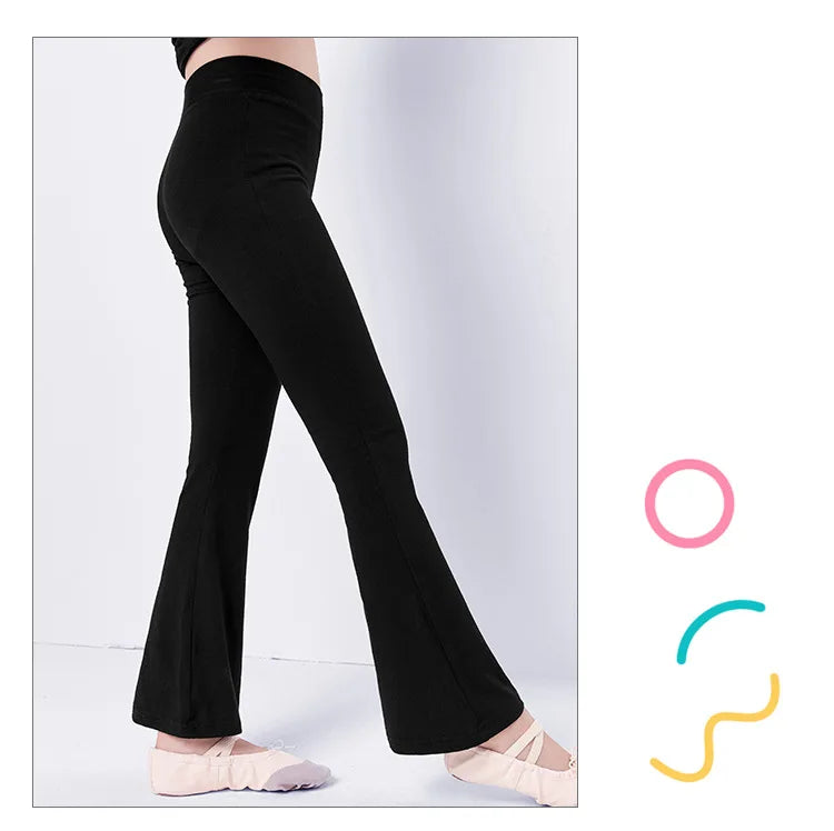 Children's Pants Dance Pants Practice Boys And Girls Slim Cotton Latin Dance Jazz Dance Black Bell Bottom Trousers