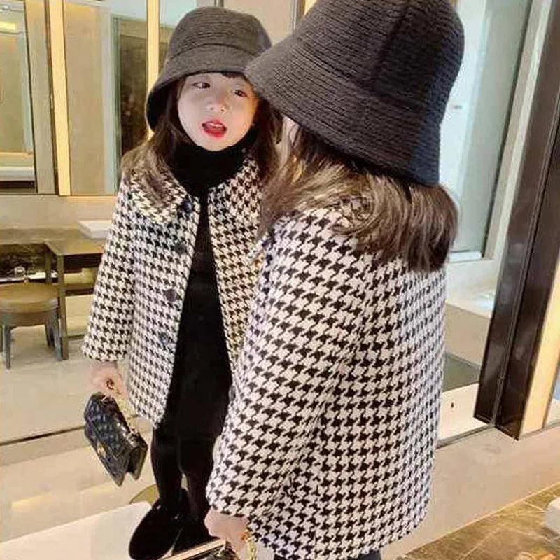 New Autumn And Winter Children'S Clothing Korean Lapel Fashion Overcoat Kids Jackets New Style Baby Girls Mid-Length Warm Coats