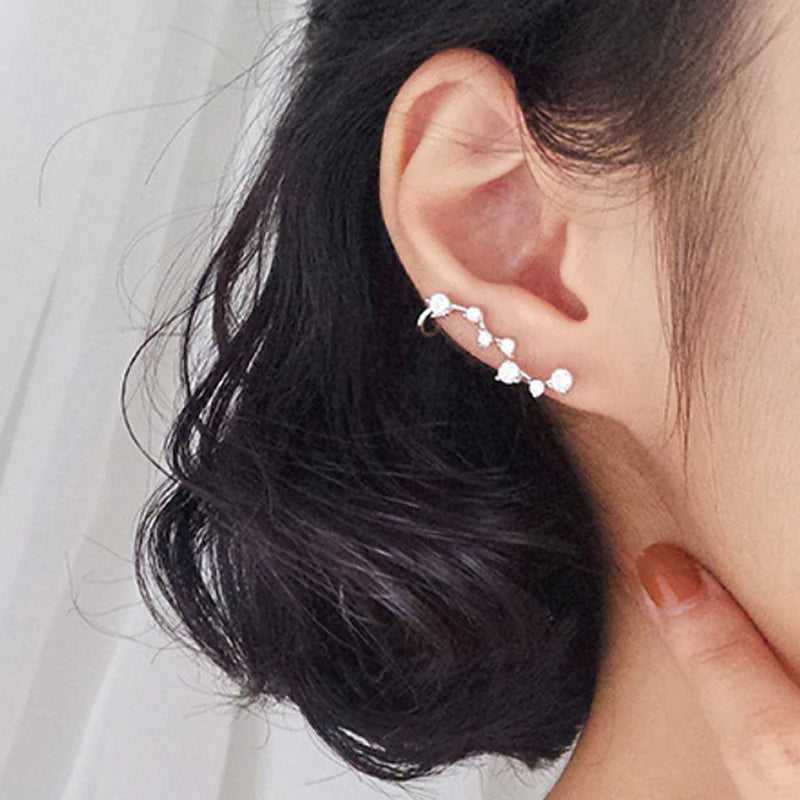 New Imitation Pearl Stud Earrings for Women Geometric Crystal Zircon Stars Earring Girls Birthday Party Banquet Jewelry