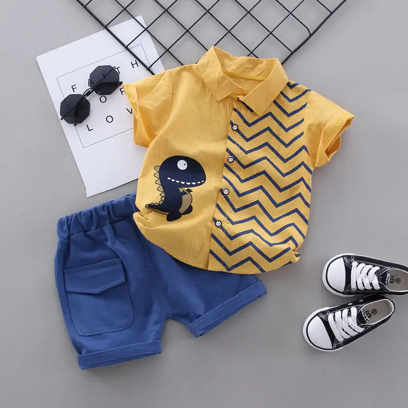 Summer Casual Newborn Baby Boy Toddler Clothes Set animal Dinosaur Shirt Tops short Pants 2Pcs/sets Cotton Kids Outfits Clothing