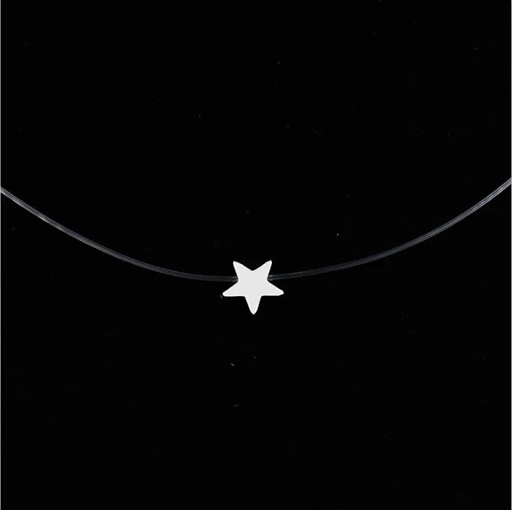 2019 Female New Heart Star Necklace Meteorite Pendant Transparent Fishing Line Invisible Women Zircon Pendants Necklace Jewelry