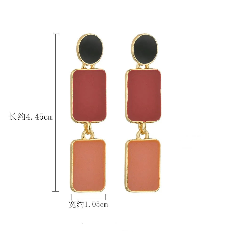 Contrast Color Drop Earrings For Women S925 Silver Pin Korean Rectangle Temperament Long  Geometry Personality Simple Brincos