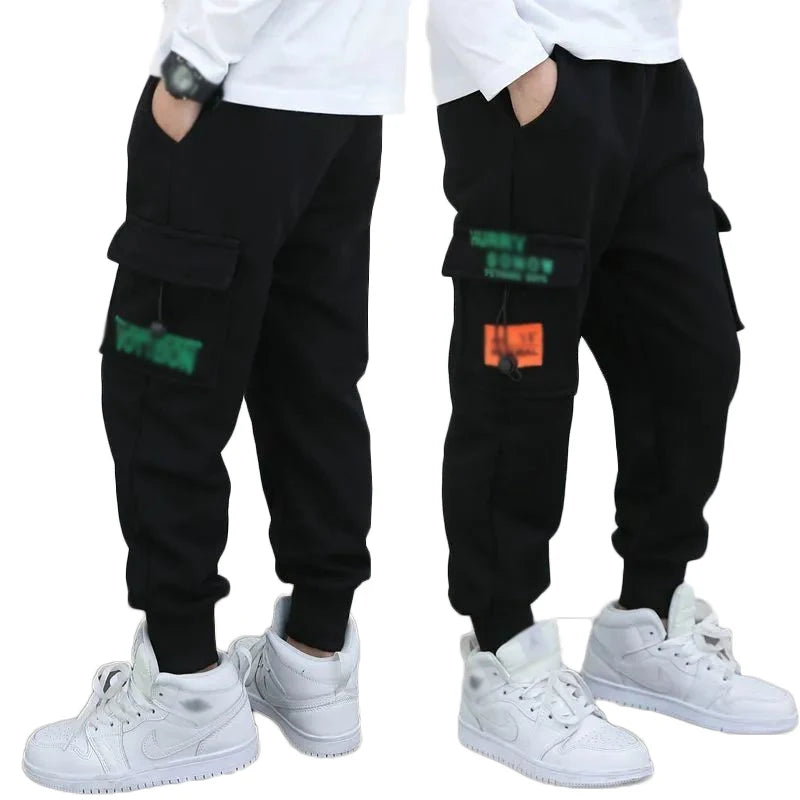 Fashion Spring Autumn Korean Style Boy Children Leisure Trousers 4-14 Years Cotton Sport Pants Kids Cargo Pants