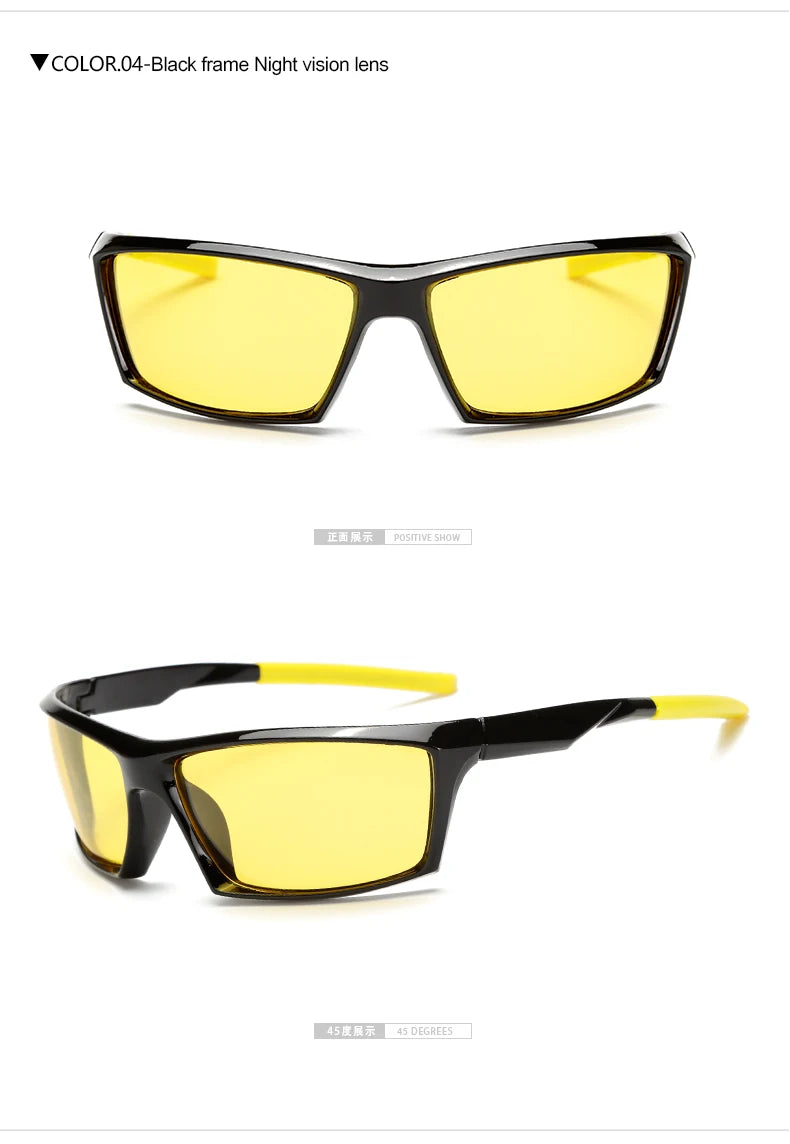 HOOLDW High Quality Yellow Lens Night Vision Glasses Men Polarized Sunglasses UV400 Driving Anti-glare Goggles Eyewear Oculos