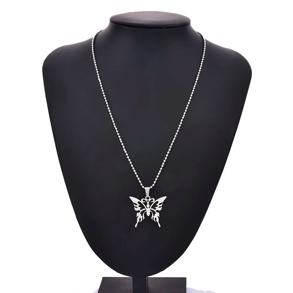 Hot Selling European and American Temperament Jewelry Men and Women Necklace Stainless Steel Butterfly Pendant Necklace