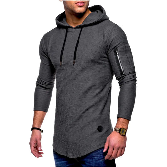 New Spring Men's Hooded T Shirt Slim Fit Cotton Long Sleeve Casual Zipper T-shirts Tops and Tees Hoodies Tshirt for Men  MY174